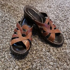 Josef Seibel Two Tone Brown Leather Sandals Size 9
